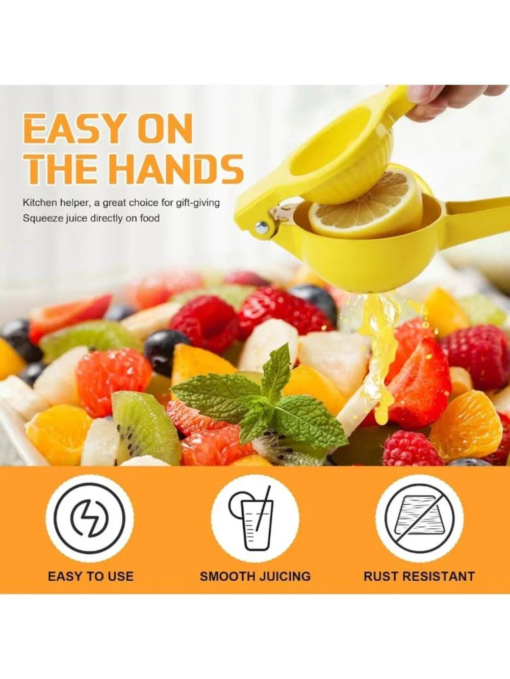 12-Piece Manual Lemon Squeezer Set - Citrus Juicer, Easy to Use, Bright Yellow